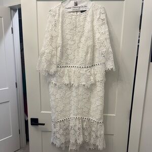 Eloquii White Lace Long Sleeve Dress